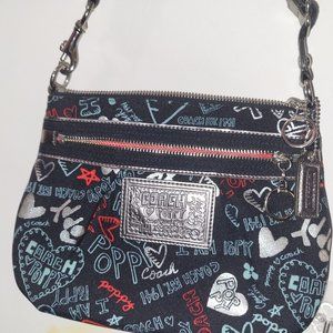 Coach Poppy Crossbody Bag - Navy Blue & Red